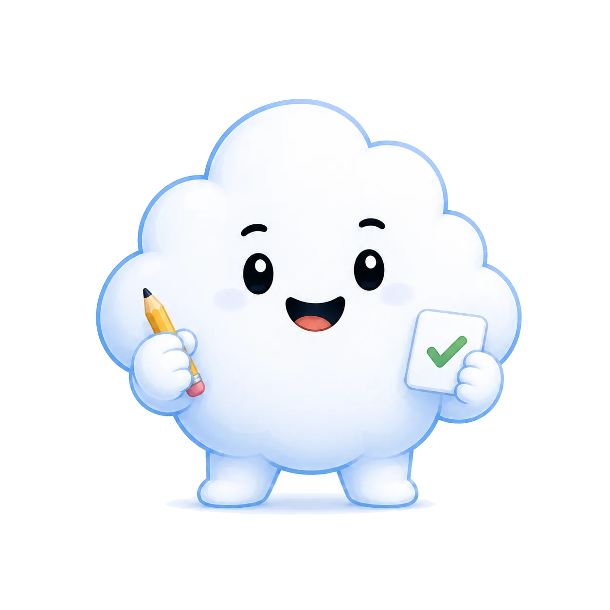 Teńly cloud mascot helping create a new account